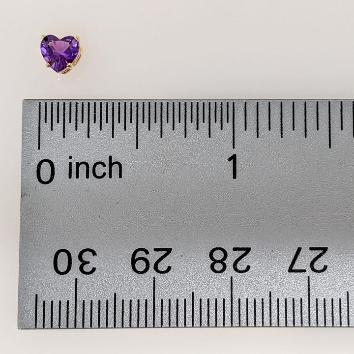 14K AMETHYST HEART 5MM ESTATE STUD EARRINGS 0.8 GRAMS