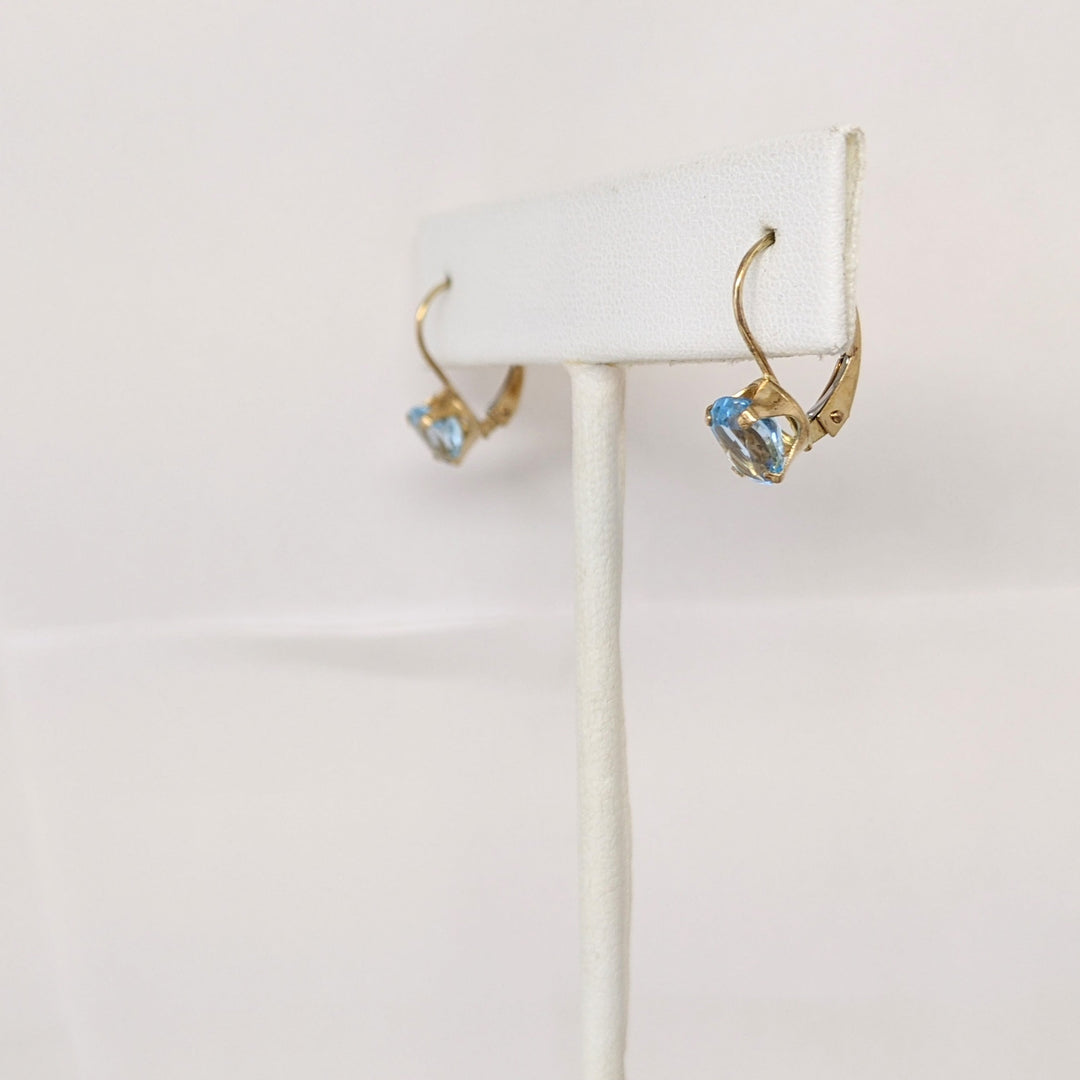 10K BLUE TOPAZ OVAL 5X7 (2) LEVERBACK ESTATE EARRINGS 1.0 GRAMS