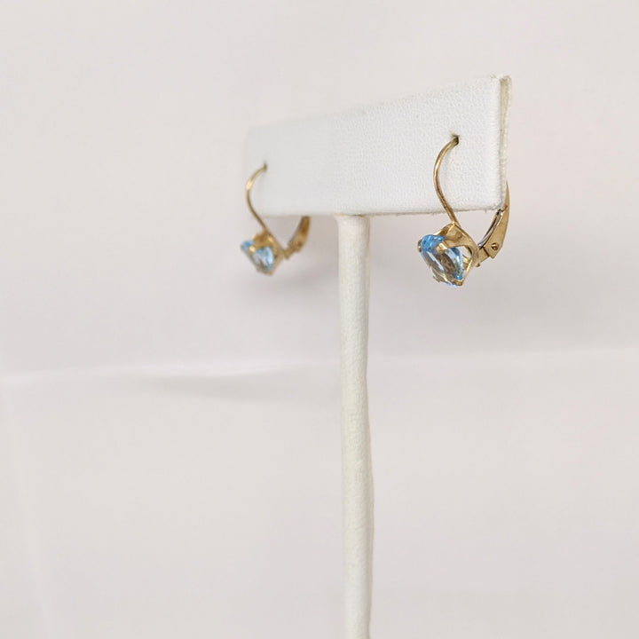 10K BLUE TOPAZ OVAL 5X7 (2) LEVERBACK ESTATE EARRINGS 1.0 GRAMS
