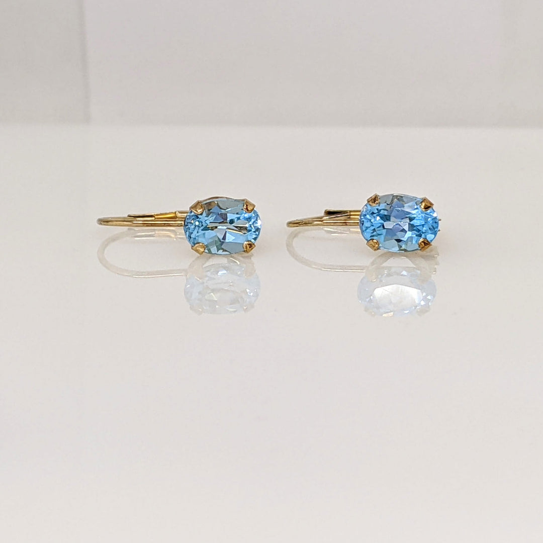 10K BLUE TOPAZ OVAL 5X7 (2) LEVERBACK ESTATE EARRINGS 1.0 GRAMS