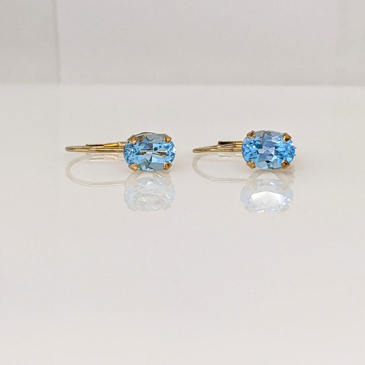 10K BLUE TOPAZ OVAL 5X7 (2) LEVERBACK ESTATE EARRINGS 1.0 GRAMS