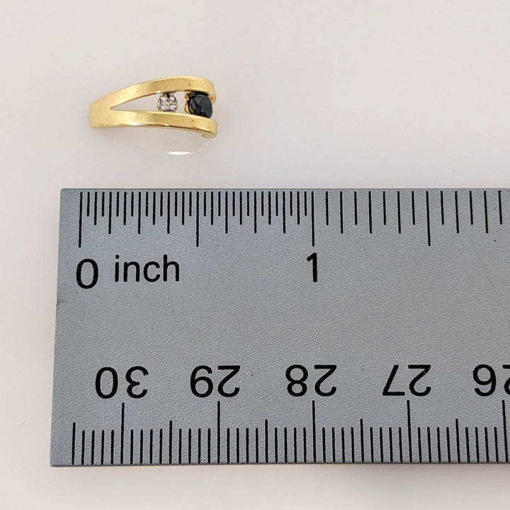 14K SAPPHIRE ROUND (2) 3MM WITH (2) MELEE ESTATE EARRINGS 1.8G