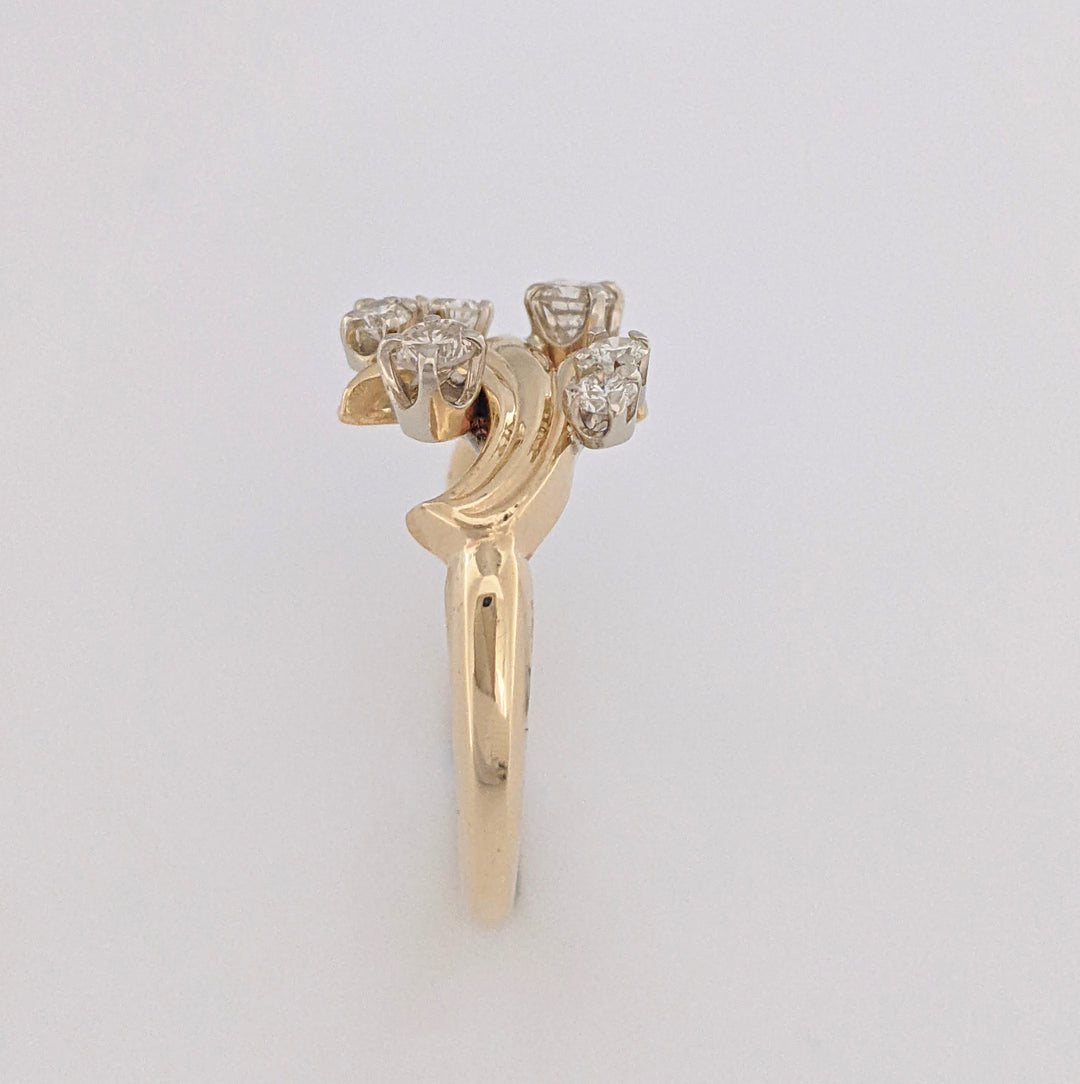14K .43 CARAT TOTAL WEIGHT SI2-I1 I DIAMOND ROUND (7) FREE FORM ESTATE RING 4.7 GRAMS