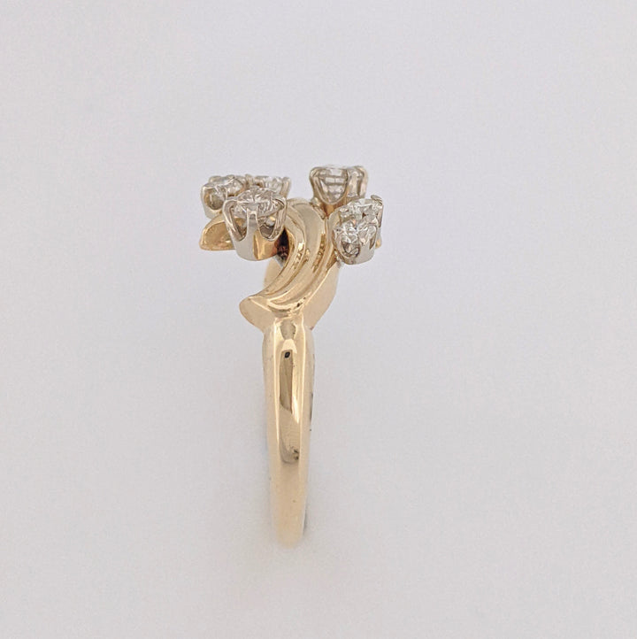 14K .43 CARAT TOTAL WEIGHT SI2-I1 I DIAMOND ROUND (7) FREE FORM ESTATE RING 4.7 GRAMS
