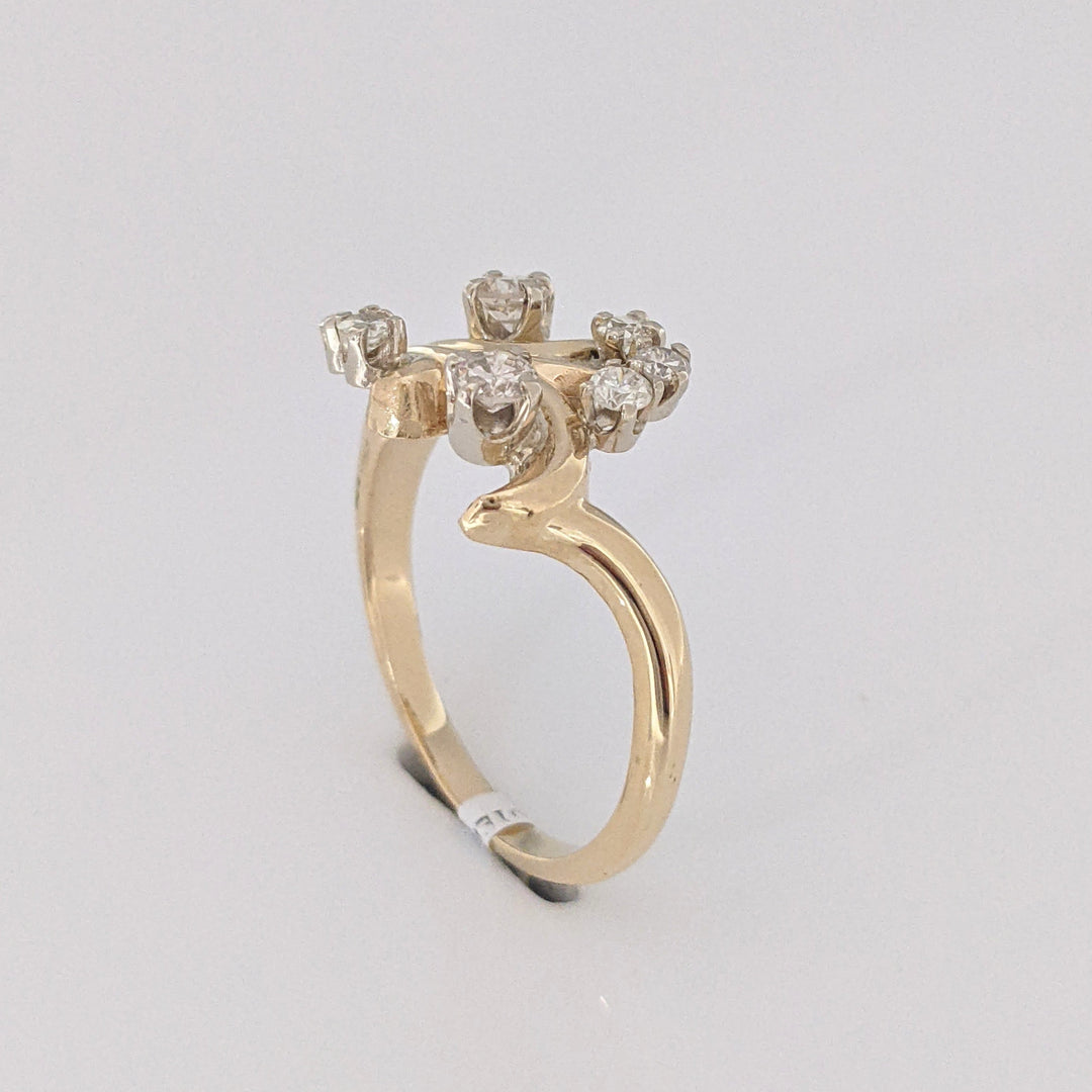 14K .43 CARAT TOTAL WEIGHT SI2-I1 I DIAMOND ROUND (7) FREE FORM ESTATE RING 4.7 GRAMS