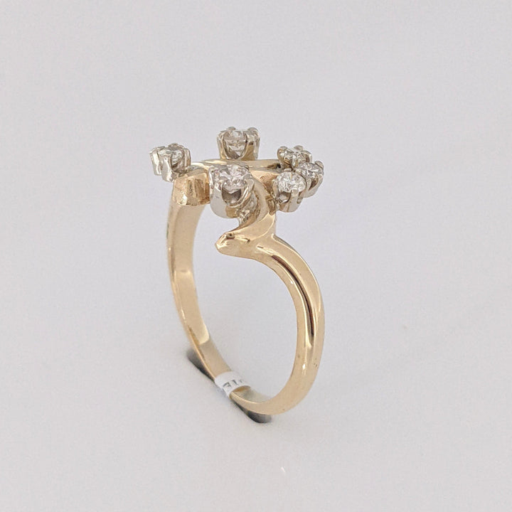 14K .43 CARAT TOTAL WEIGHT SI2-I1 I DIAMOND ROUND (7) FREE FORM ESTATE RING 4.7 GRAMS