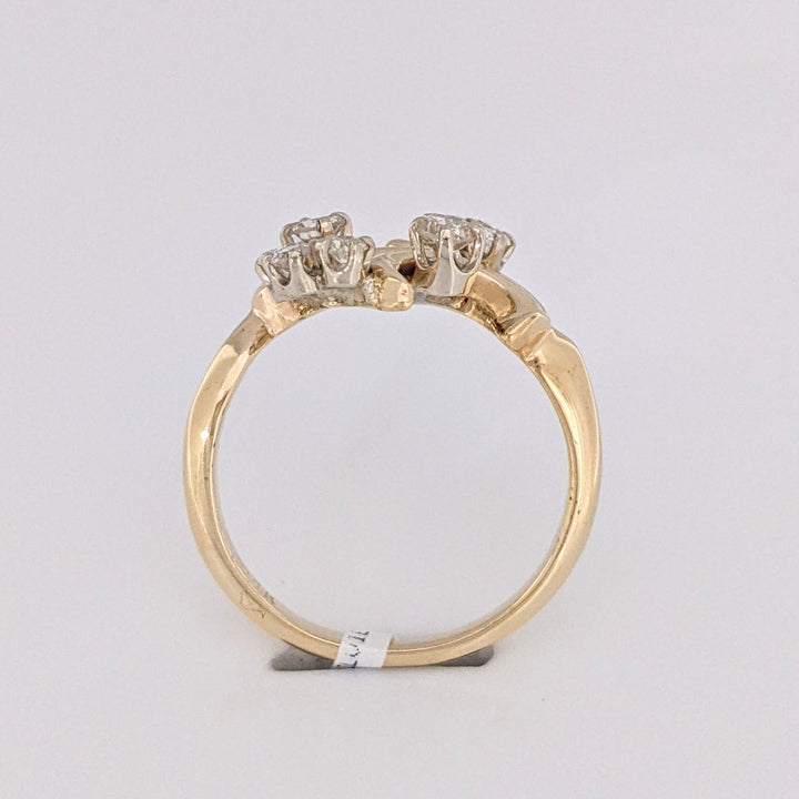 14K .43 CARAT TOTAL WEIGHT SI2-I1 I DIAMOND ROUND (7) FREE FORM ESTATE RING 4.7 GRAMS