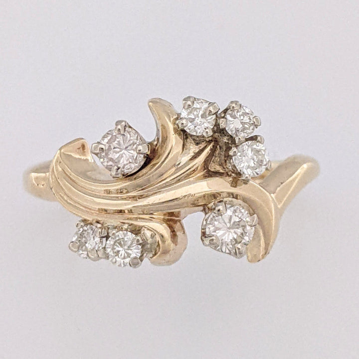 14K .43 CARAT TOTAL WEIGHT SI2-I1 I DIAMOND ROUND (7) FREE FORM ESTATE RING 4.7 GRAMS