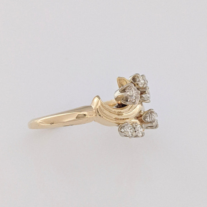 14K .43 CARAT TOTAL WEIGHT SI2-I1 I DIAMOND ROUND (7) FREE FORM ESTATE RING 4.7 GRAMS