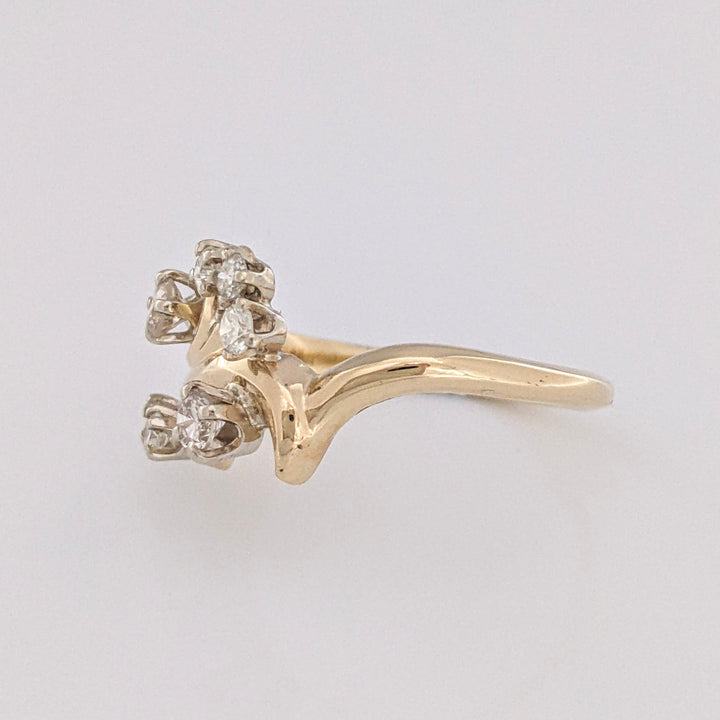 14K .43 CARAT TOTAL WEIGHT SI2-I1 I DIAMOND ROUND (7) FREE FORM ESTATE RING 4.7 GRAMS