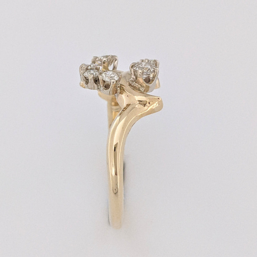 14K .43 CARAT TOTAL WEIGHT SI2-I1 I DIAMOND ROUND (7) FREE FORM ESTATE RING 4.7 GRAMS