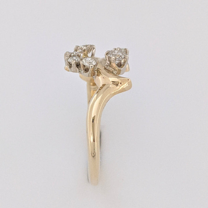 14K .43 CARAT TOTAL WEIGHT SI2-I1 I DIAMOND ROUND (7) FREE FORM ESTATE RING 4.7 GRAMS
