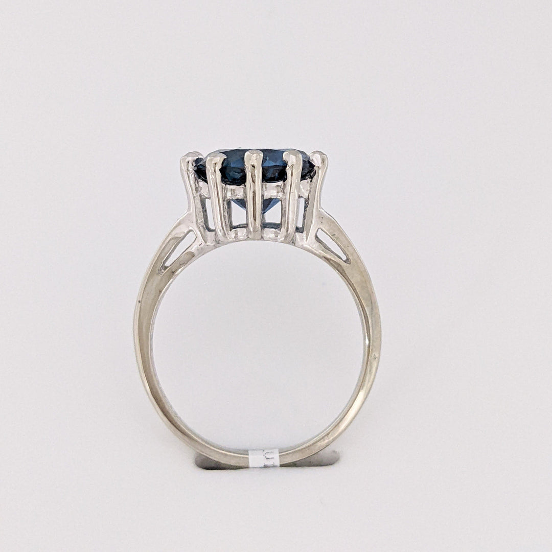 10K WHITE LONDON BLUE TOPAZ ROUND 10MM MULTI-PRONG ESTATE RING 3.2 GRAMS