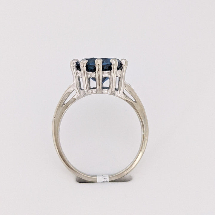 10K WHITE LONDON BLUE TOPAZ ROUND 10MM MULTI-PRONG ESTATE RING 3.2 GRAMS