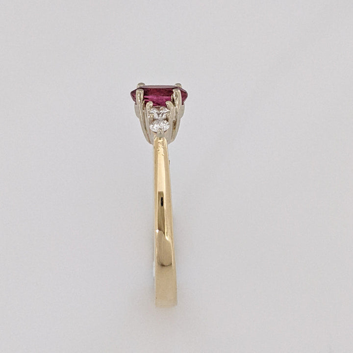 14K PINK TOURMALINE OVAL 4X6 WITH .22 DIAMOND TOTAL WEIGHT ESTATE RING 3.6 GRAMS