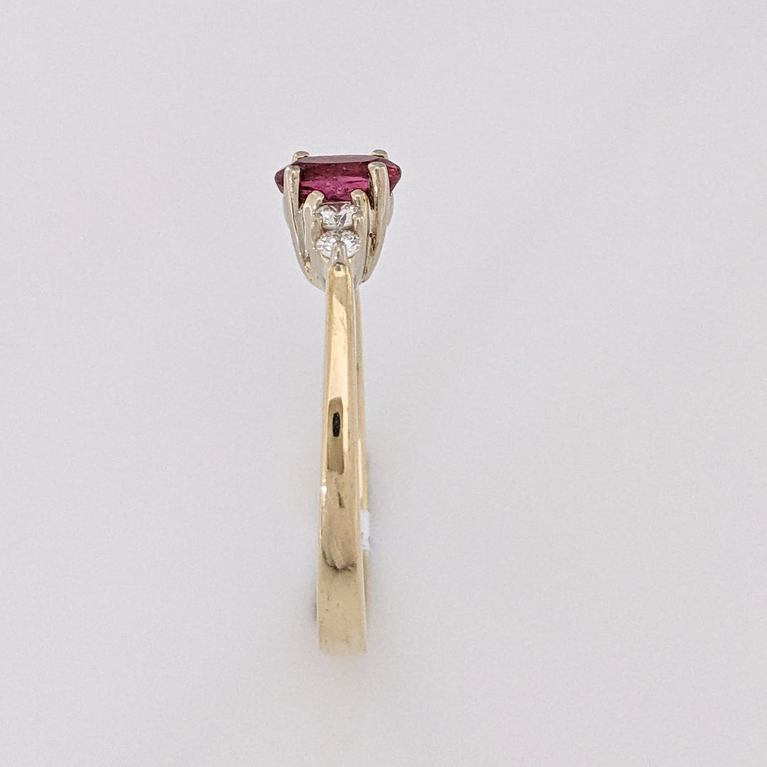 14K PINK TOURMALINE OVAL 4X6 WITH .22 DIAMOND TOTAL WEIGHT ESTATE RING 3.6 GRAMS