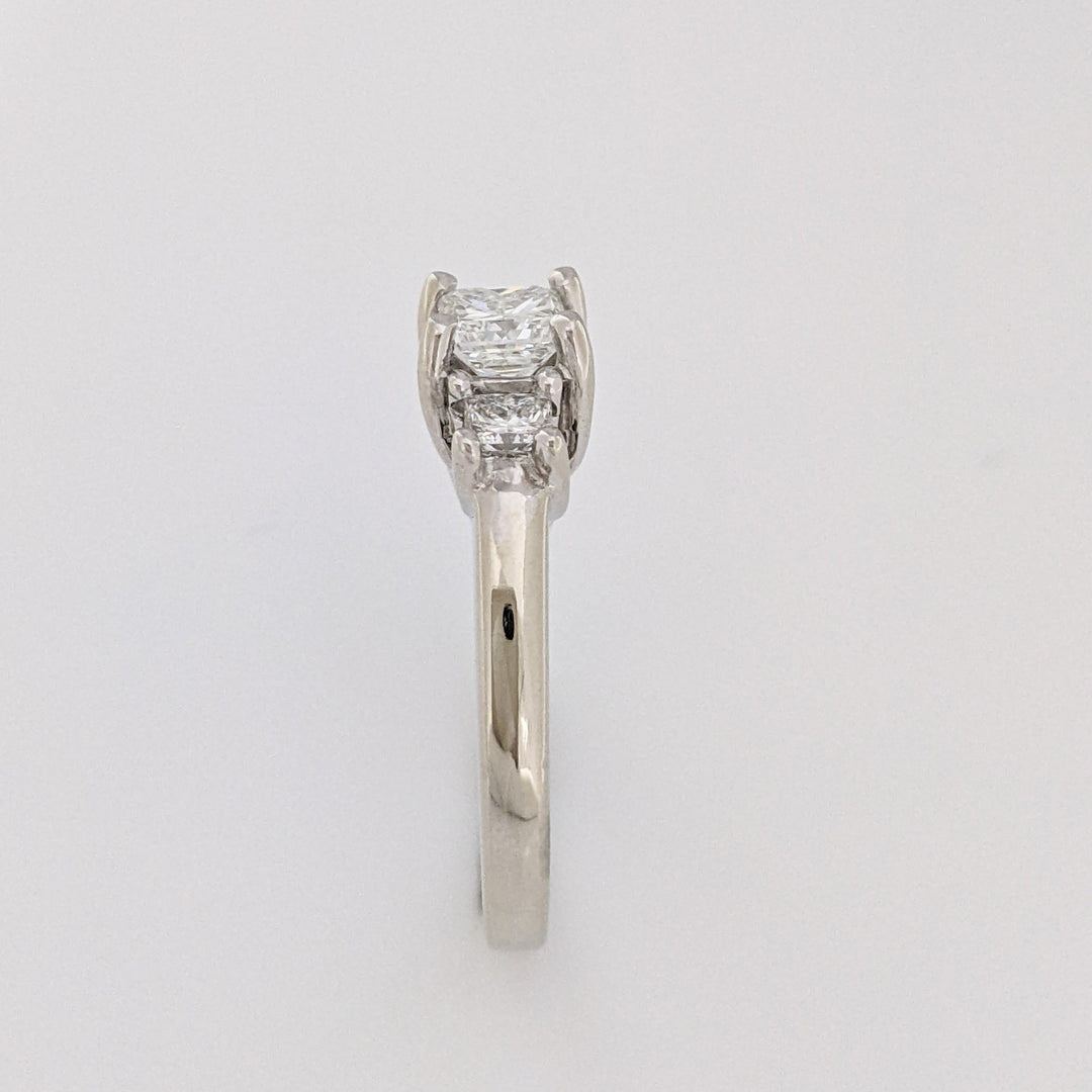 14K WHITE 1.04 CARAT TOTAL WEIGHT VS2 G DIAMOND PRINCESS CUT (3) ESTATE RING 4.4 GRAMS