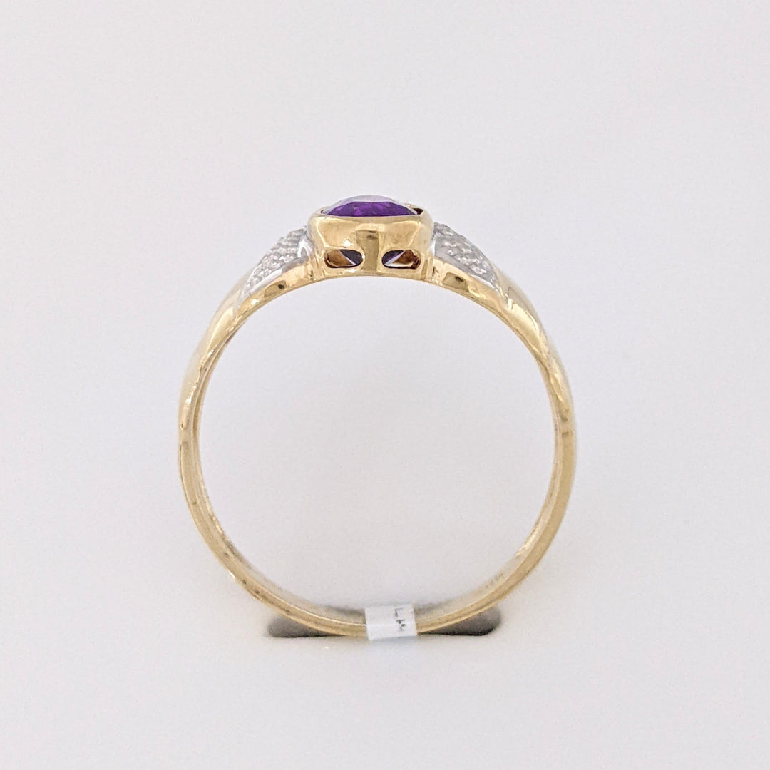 14K AMETHYST PEAR 5X7 BEZEL WITH MELEE ESTATE RING 2.8 GRAMS