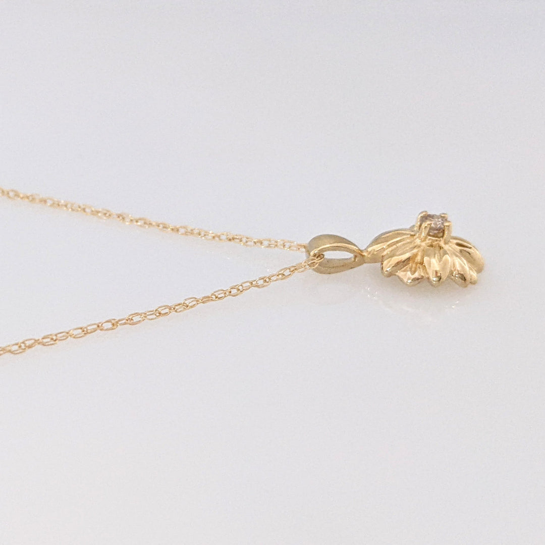 14K DIAMOND ROUND (3) ESTATE FLOWER EARRING/ PENDANT & CHAIN ESTATE SET 3.5 GRAMS