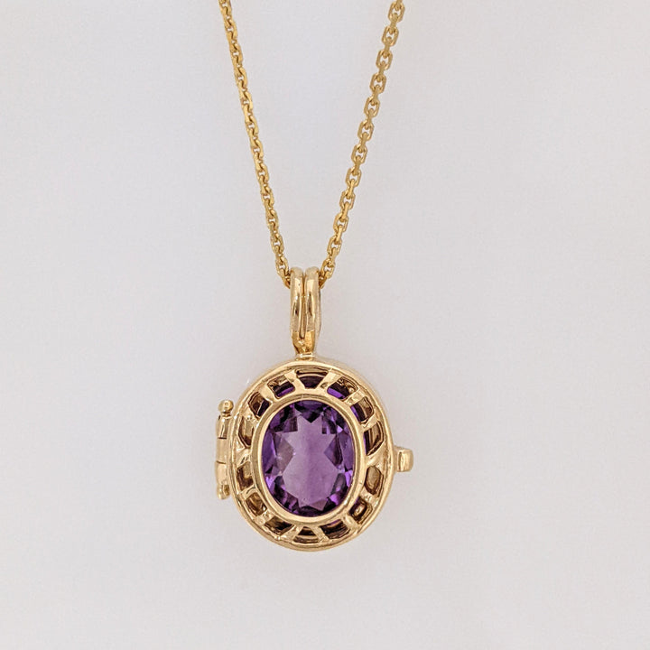 10K AMETHYST/ BLUE TOPAZ 7X9 INTERCHANGEABLE ESTATE PENDANT & 14K CHAIN 3.9 GRAMS
