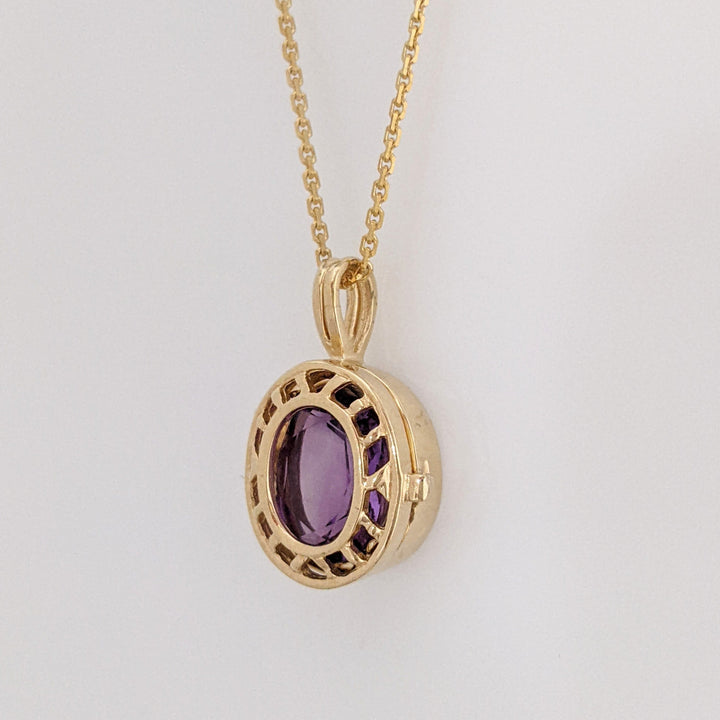 10K AMETHYST/ BLUE TOPAZ 7X9 INTERCHANGEABLE ESTATE PENDANT & 14K CHAIN 3.9 GRAMS