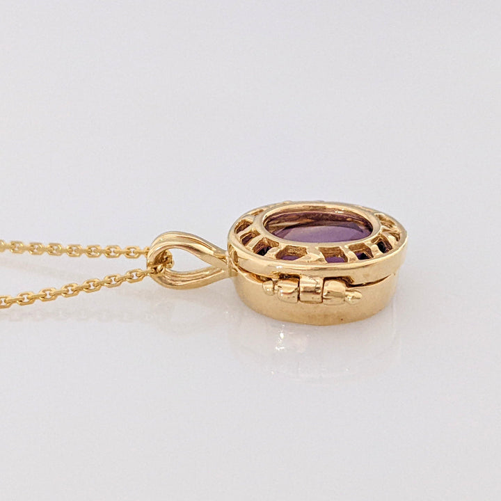 10K AMETHYST/ BLUE TOPAZ 7X9 INTERCHANGEABLE ESTATE PENDANT & 14K CHAIN 3.9 GRAMS