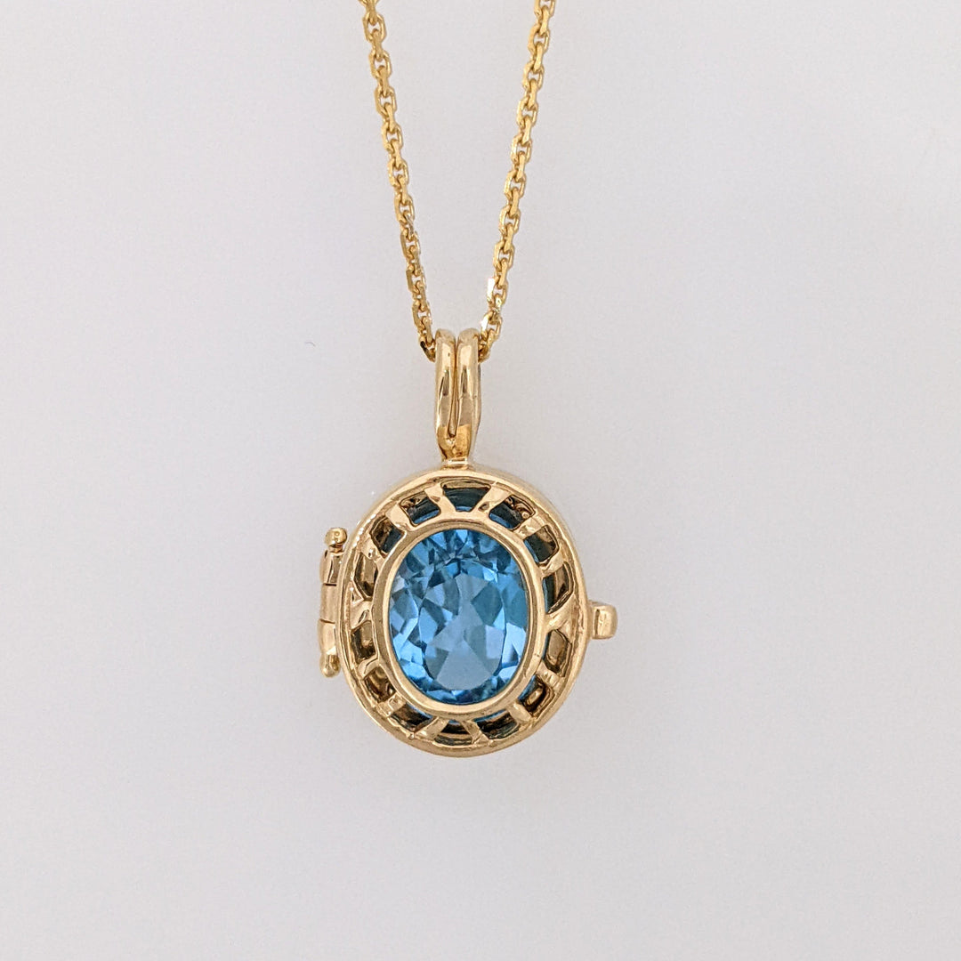 10K AMETHYST/ BLUE TOPAZ 7X9 INTERCHANGEABLE ESTATE PENDANT & 14K CHAIN 3.9 GRAMS