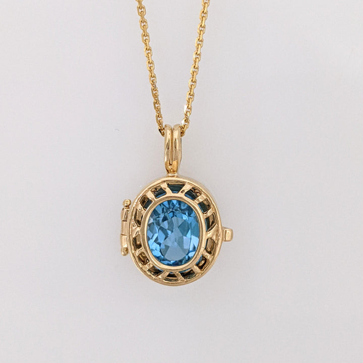 10K AMETHYST/ BLUE TOPAZ 7X9 INTERCHANGEABLE ESTATE PENDANT & 14K CHAIN 3.9 GRAMS