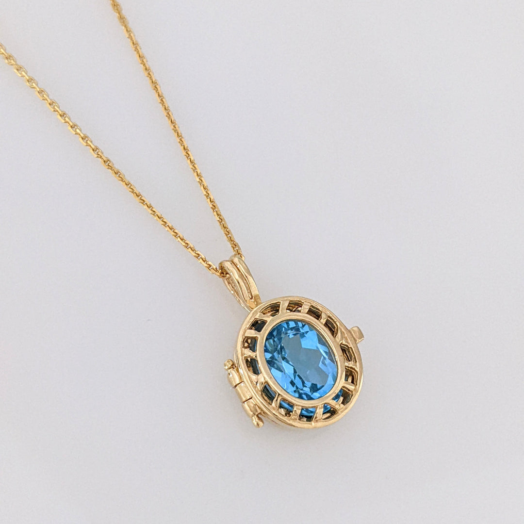10K AMETHYST/ BLUE TOPAZ 7X9 INTERCHANGEABLE ESTATE PENDANT & 14K CHAIN 3.9 GRAMS