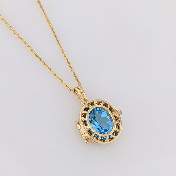 10K AMETHYST/ BLUE TOPAZ 7X9 INTERCHANGEABLE ESTATE PENDANT & 14K CHAIN 3.9 GRAMS