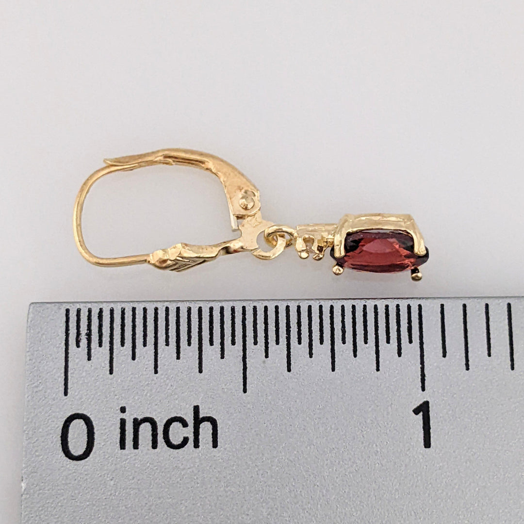 14K GARNET OVAL 5X7 WITH MELEE ESTATE LEVERBACK EARRINGS 1.9 GRAMS