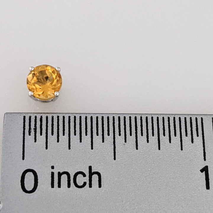 14K WHITE CITRINE ROUND 5MM ESTATE STUD EARRINGS 0.8 GRAMS