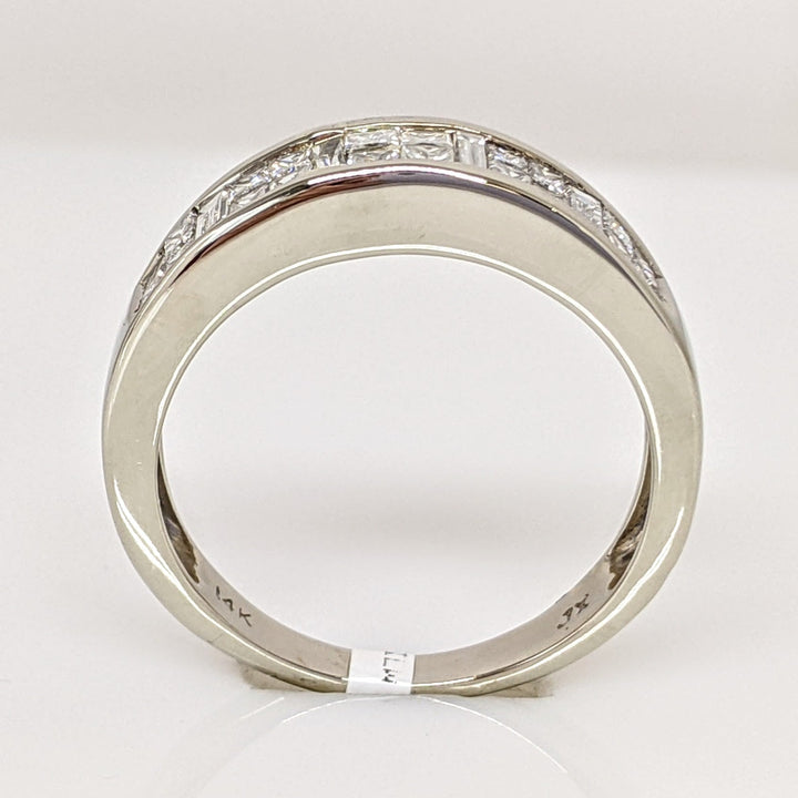 14K WHITE .59 CARAT TOTAL WEIGHT I1 G DIAMOND PRINCESS CUT (2) BAGUETTE (4) ESTATE BAND 4.5 GRAMS