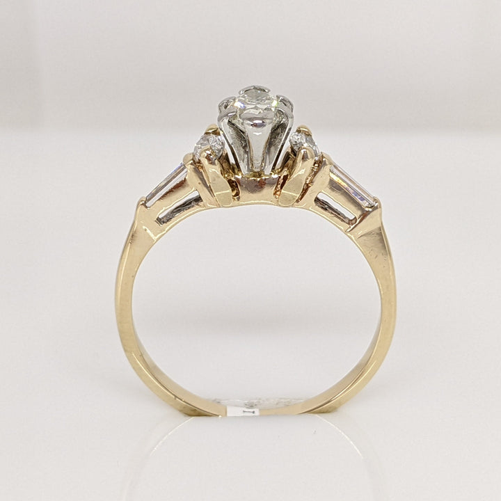 14K .82 CARAT TOTAL WEIGHT I1 I DIAMOND MARQUISE (3) BAGUETTE (2) ESTATE RING 2.7 GRAMS