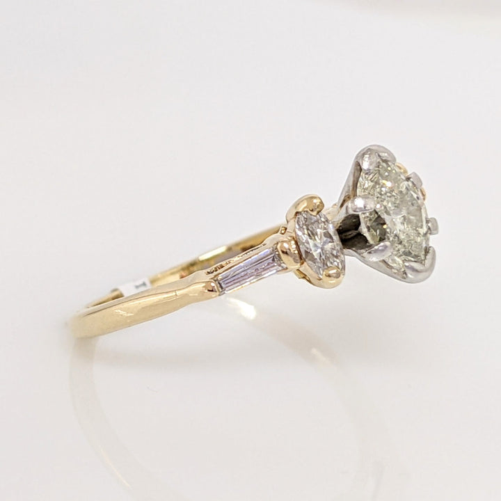 14K .82 CARAT TOTAL WEIGHT I1 I DIAMOND MARQUISE (3) BAGUETTE (2) ESTATE RING 2.7 GRAMS