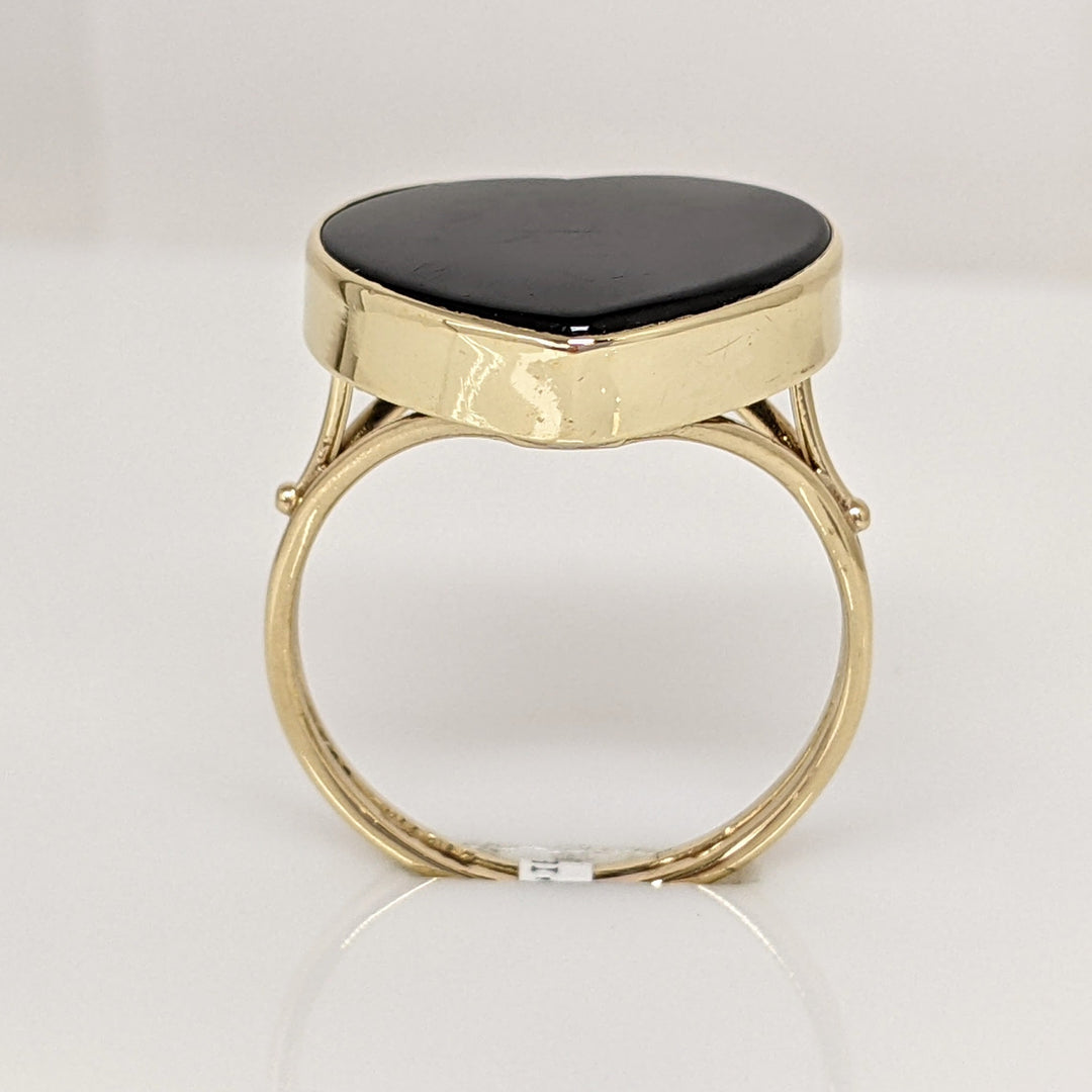 14K ONYX HEART 16MM ESTATE RING 3.4G