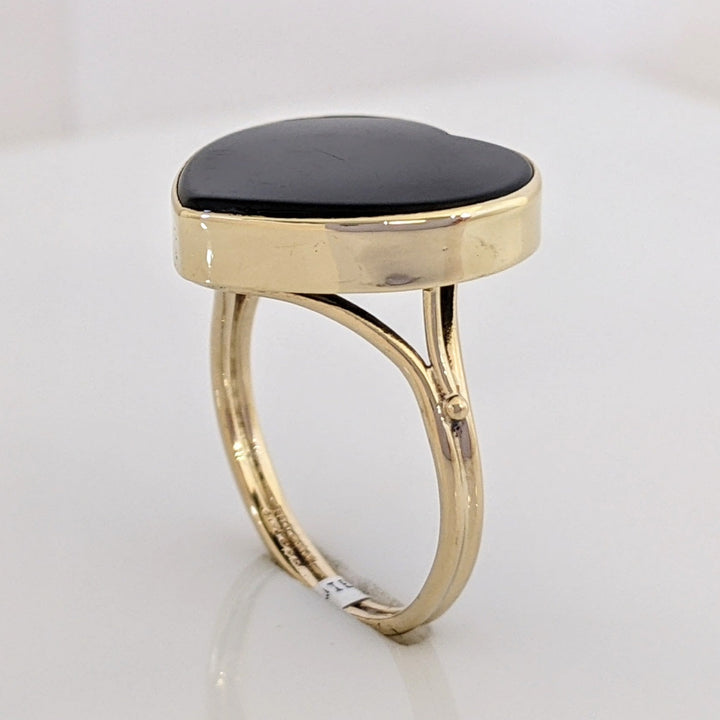 14K ONYX HEART 16MM ESTATE RING 3.4G