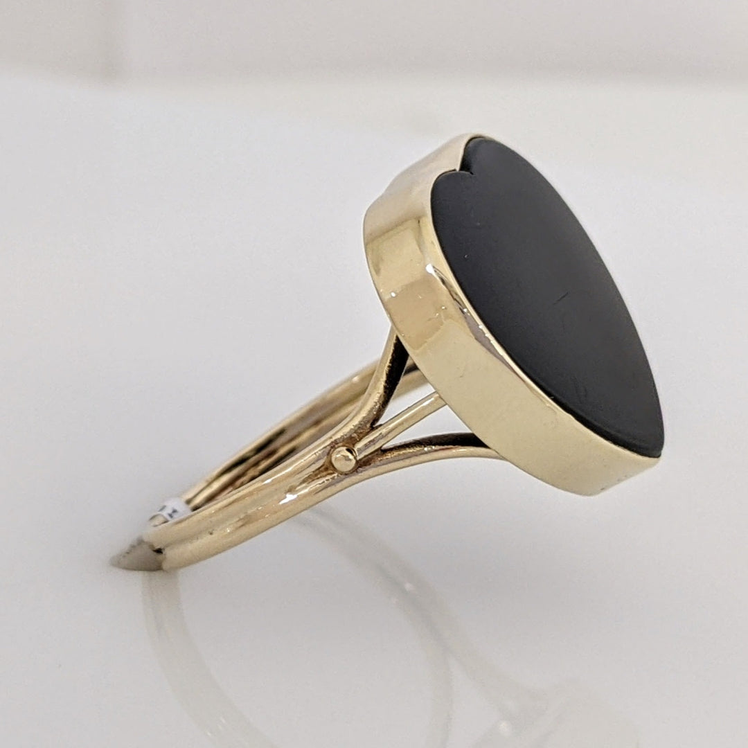 14K ONYX HEART 16MM ESTATE RING 3.4G