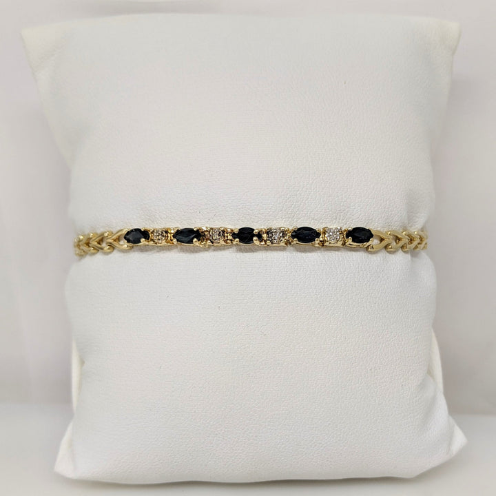 14K SAPPHIRE MARQUISE (5) 2.5X5 WITH (4) MELEE ESTATE BRACELET 5.5 GRAMS