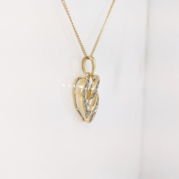 10K .96 CARAT TOTAL WEIGHT I2 I DIAMOND ROUND (20) ESTATE HEART PENDANT & CHAIN 4.6 GRAMS