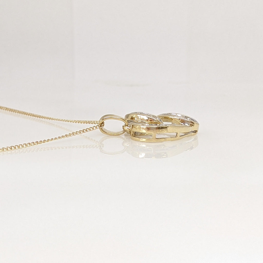 10K .96 CARAT TOTAL WEIGHT I2 I DIAMOND ROUND (20) ESTATE HEART PENDANT & CHAIN 4.6 GRAMS