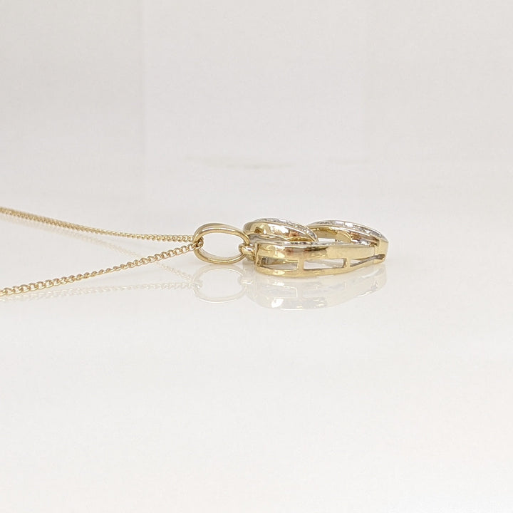 10K .96 CARAT TOTAL WEIGHT I2 I DIAMOND ROUND (20) ESTATE HEART PENDANT & CHAIN 4.6 GRAMS