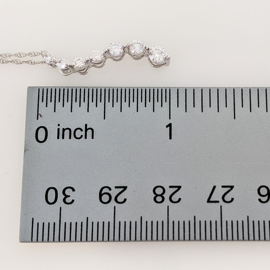 14K WHITE .40 CARAT TOTAL WEIGHT SI2 H DIAMOND ROUND (7) ESTATE JOURNEY PENDANT & CHAIN 1.7 GRAMS