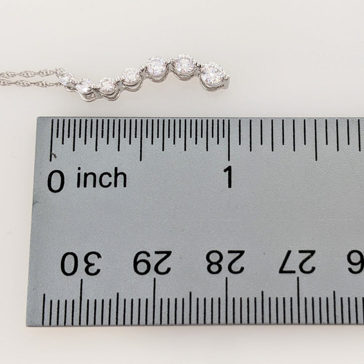 14K WHITE .40 CARAT TOTAL WEIGHT SI2 H DIAMOND ROUND (7) ESTATE JOURNEY PENDANT & CHAIN 1.7 GRAMS