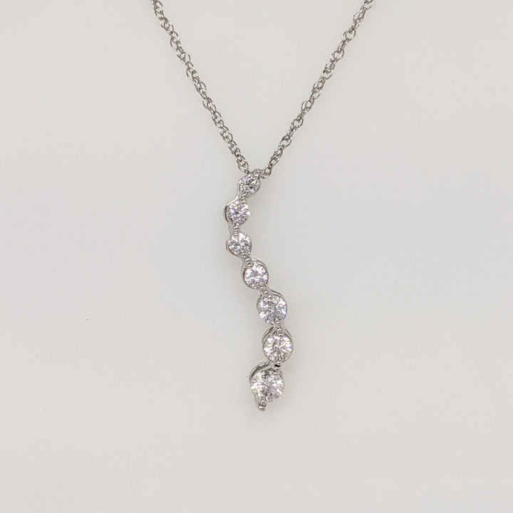 14K WHITE .40 CARAT TOTAL WEIGHT SI2 H DIAMOND ROUND (7) ESTATE JOURNEY PENDANT & CHAIN 1.7 GRAMS