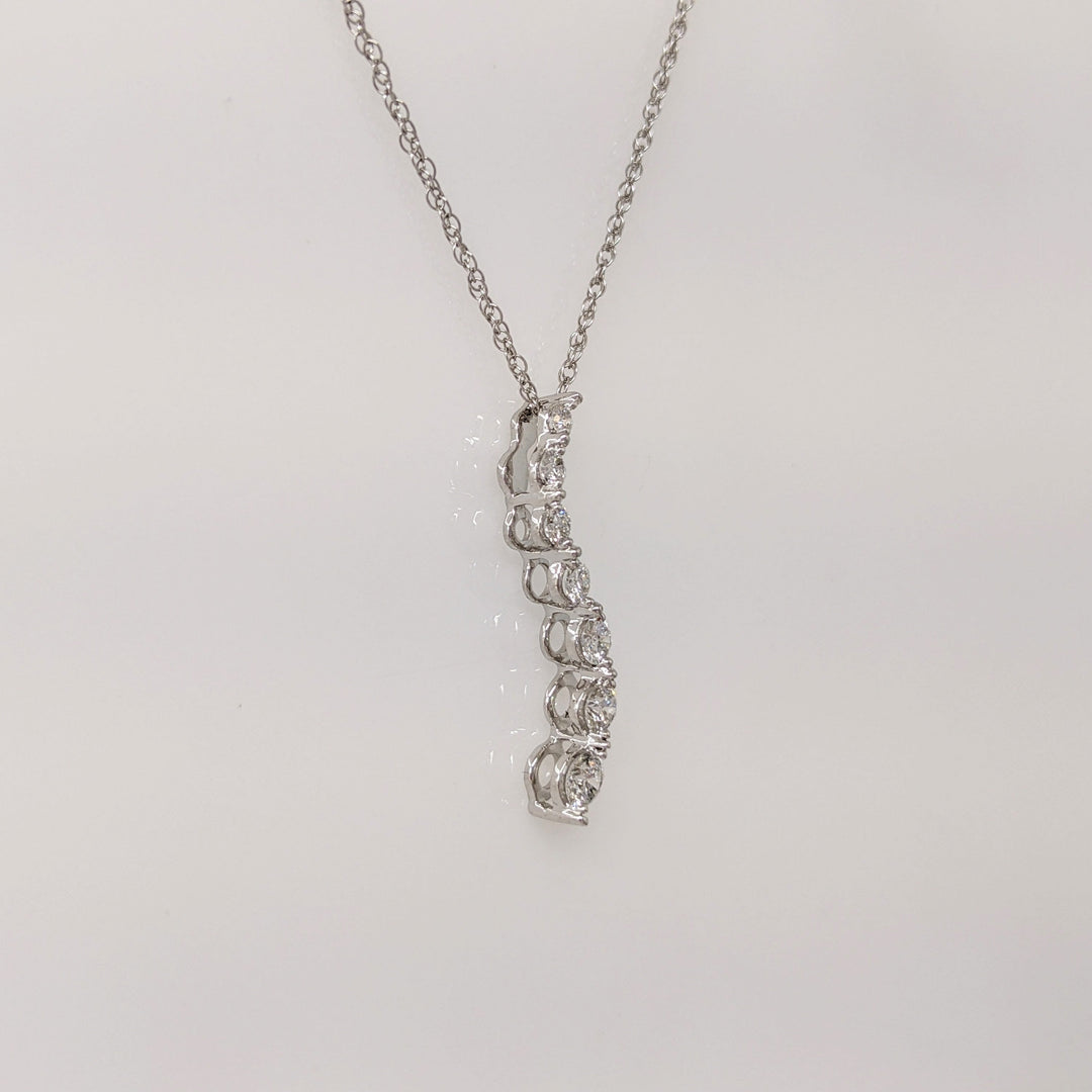 14K WHITE .40 CARAT TOTAL WEIGHT SI2 H DIAMOND ROUND (7) ESTATE JOURNEY PENDANT & CHAIN 1.7 GRAMS