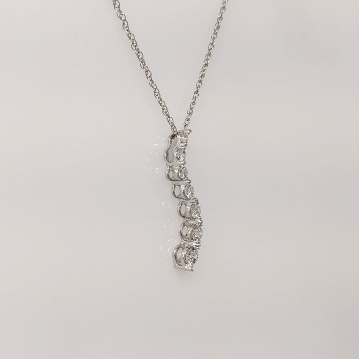 14K WHITE .40 CARAT TOTAL WEIGHT SI2 H DIAMOND ROUND (7) ESTATE JOURNEY PENDANT & CHAIN 1.7 GRAMS