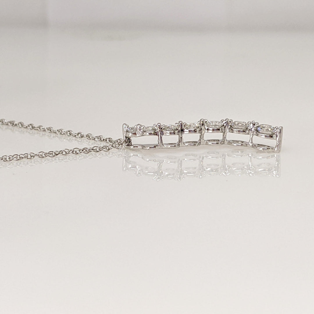 14K WHITE .40 CARAT TOTAL WEIGHT SI2 H DIAMOND ROUND (7) ESTATE JOURNEY PENDANT & CHAIN 1.7 GRAMS