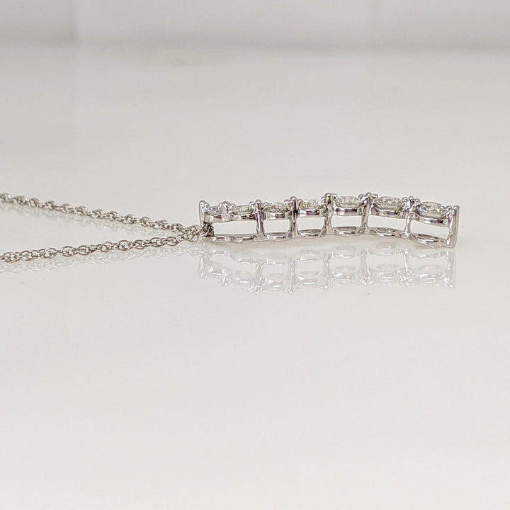 14K WHITE .40 CARAT TOTAL WEIGHT SI2 H DIAMOND ROUND (7) ESTATE JOURNEY PENDANT & CHAIN 1.7 GRAMS