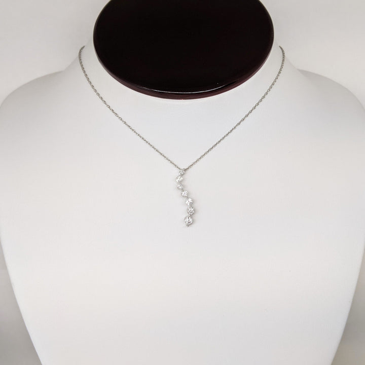 14K WHITE .40 CARAT TOTAL WEIGHT SI2 H DIAMOND ROUND (7) ESTATE JOURNEY PENDANT & CHAIN 1.7 GRAMS